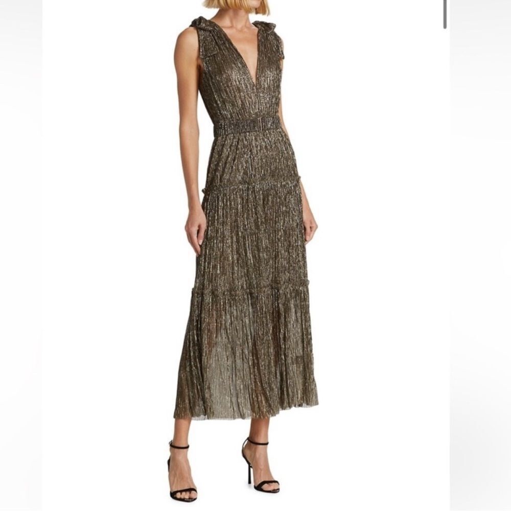 Sabina Musayev Women's Helena Metallic Party Dress - Size Small (No Belt)